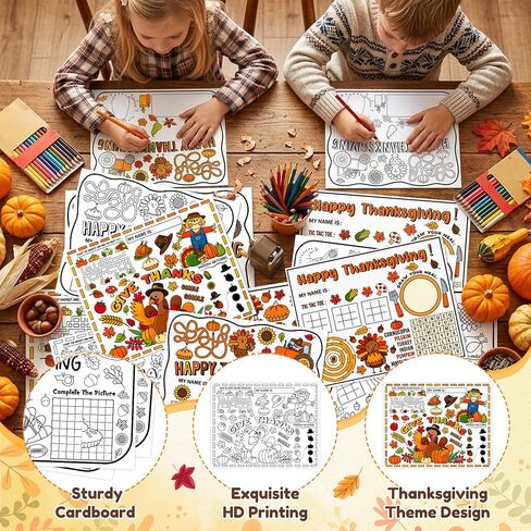 Thanksgiving Coloring Placemats, Disposable Paper Game Coloring Table Mats in Kuwait