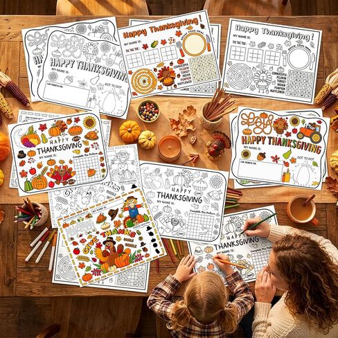 Thanksgiving Coloring Placemats, Disposable Paper Game Coloring Table Mats in Kuwait