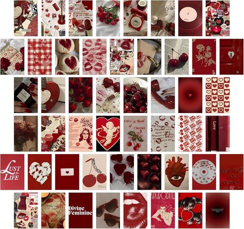 Downtown Girl Wall Collage Kit 50 Pcs, Downtown Girl Room Decor, Y2K Wall Art Prints for Bedroom, Vintage Wall Collage Kit for Room Aesthetic, 4"x6" Vintage Photo Collage Kit Pictures, Retro Red Posters Dorm Decor in Kuwait