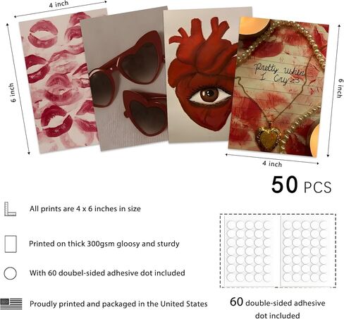 Downtown Girl Wall Collage Kit 50 Pcs, Downtown Girl Room Decor, Y2K Wall Art Prints for Bedroom, Vintage Wall Collage Kit for Room Aesthetic, 4"x6" Vintage Photo Collage Kit Pictures, Retro Red Posters Dorm Decor in Kuwait