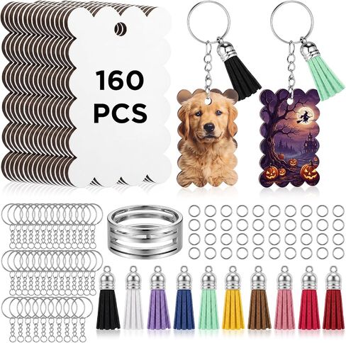 SiliFine 160 Pcs Sublimation Keychain Blanks Double Sided with Tassels in Kuwait