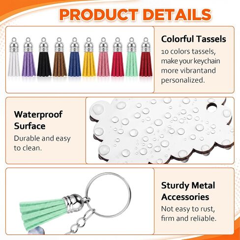 SiliFine 160 Pcs Sublimation Keychain Blanks Double Sided with Tassels in Kuwait