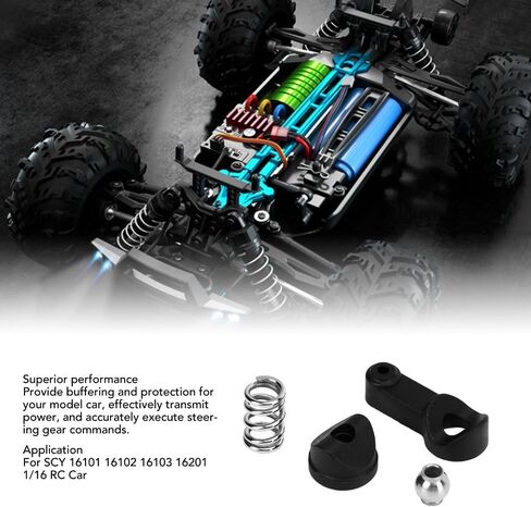 2 Sets RC Buffer Steering Arm Servo Saver Assembly,Plastic Metal Servo Arm for SCY 16101 16102 16103 16201 1/16 RC Car in Kuwait