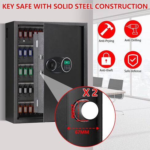 160 Position Key Lock Box Wall Mount with Programmable Keypad, Fireproof Digital Key Box with Adjustable Key Tags, Metal Key Safe for Car, Hotels, Office, House in Kuwait