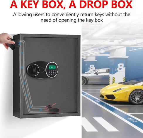 160 Position Key Lock Box Wall Mount with Programmable Keypad, Fireproof Digital Key Box with Adjustable Key Tags, Metal Key Safe for Car, Hotels, Office, House in Kuwait