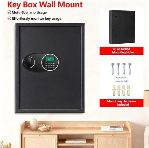 160 Position Key Lock Box Wall Mount with Programmable Keypad, Fireproof Digital Key Box with Adjustable Key Tags, Metal Key Safe for Car, Hotels, Office, House in Kuwait