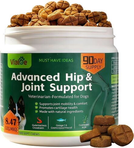 Advanced Dog Hip & Joint Chews for All Breeds, 185 Ct,90day Supply,Concentrated with Glucosamine, Chondroitin, High-Potency MSM & 7X Omega-3. Supports Joint Pain Relief & Senior Dog Mobility in Kuwait