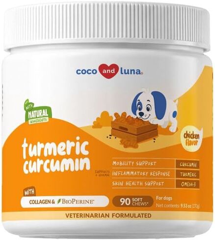 Turmeric Chews for Dogs Anti-Inflammatory Joint Support & Mobility, 90ct in Kuwait