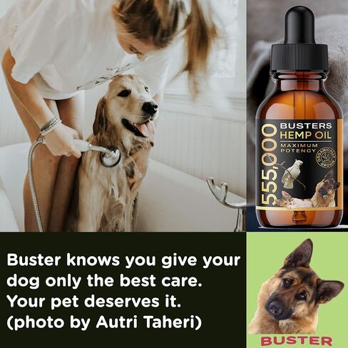 Buster's Hemp Oil for Dogs & Cats, Calm, Hip & Joint, Coat, 60ml in Kuwait