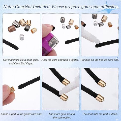 MECCANIXITY 120Pc Leather Cord Ends Caps 2/2.5/3.1/3.6mmID Cord Terminators in Kuwait