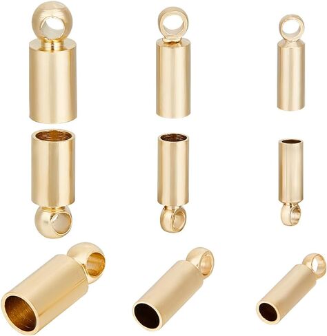 CREATCABIN 40Pcs 24K Gold Plated Brass Cord Ends Metal End Caps 4 Sizes with Box for DIY Jewelry Making Bracelet Necklace Leather Terminators End Caps 3/4/5/7mm in Kuwait