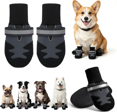 PAWISE Dog Boots & Paw Protectors 4PK, Non-Slip Dog Shoes for Hot Pavement Summer Heat, Waterproof Anti-Slip Sole Dog Booties for Small Dogs, Outdoor Walking Hiking Indoor Hardwood Floors in Kuwait