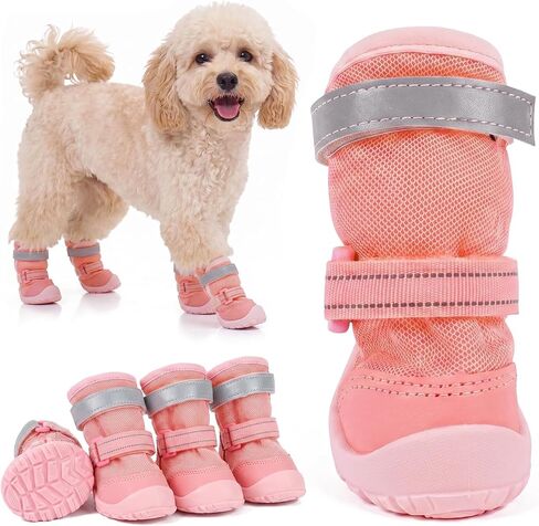 Dog Shoes, Non-Slip Dog Booties for hot Pavement, 4Pcs Blue 1# in Kuwait
