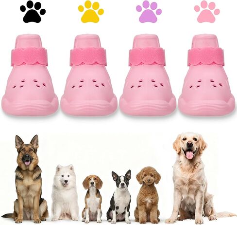 Dog Shoes for Hot Pavement and Snow - Waterproof, Non-Slip, Breathable Booties with Adjustable Straps for Small Medium, and Large Dogs (Black, XXL) in Kuwait