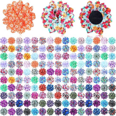 Sadnyy 150 Pack Dog Collar Flowers Chiffon Elastic Pet Collar Bows, Floral in Kuwait
