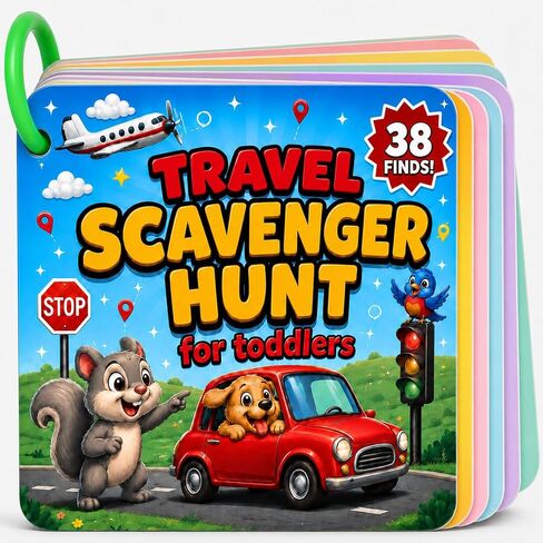 Travel Scavenger Hunt for Toddlers - 38 Finds, Car Games for Kids Ages 2-5, Road Trip Activities Cards on a Ring, Screen-Free Car Activities for Toddlers, Gift for Boys & Girls in Saudi Arabia