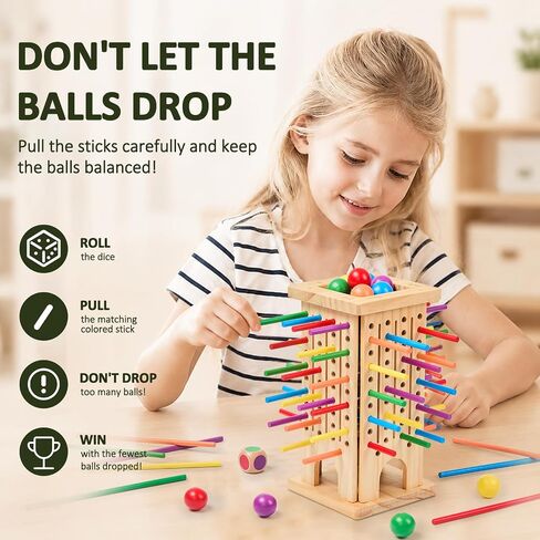 Portable Travel Game—Wooden Stick Ball Drop Challenge for Kid in Saudi Arabia