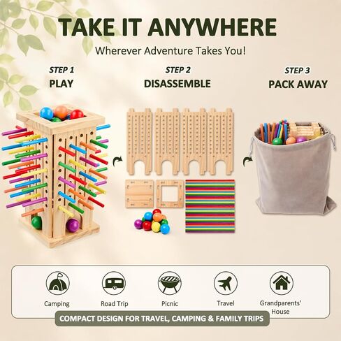 Portable Travel Game—Wooden Stick Ball Drop Challenge for Kid in Saudi Arabia