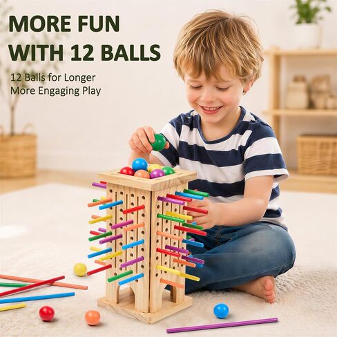 Portable Travel Game—Wooden Stick Ball Drop Challenge for Kid in Saudi Arabia