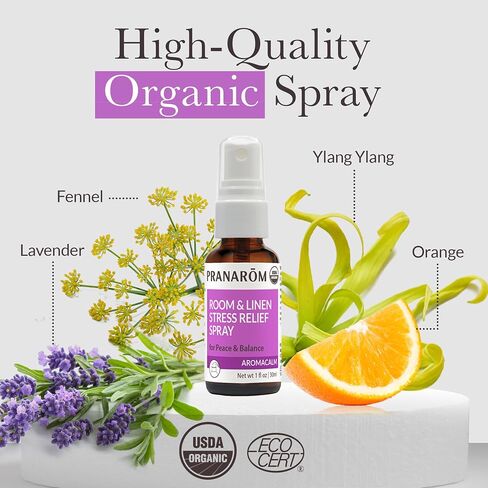 Pranarom - Aromacalm Stress Relief Diffusion Blend (5ml) - Orange, Bergamot, Lavender, Ylang Ylang - Essential Oil for Stress Relief & Mental Wellness | USDA and ECOCERT Certified Organic in Kuwait