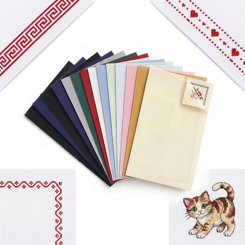 14 Pcs 12 × 18 Inches 14 Count Aida Cloth Cross Stitch Fabric Embroidery Fabric for DIY Handmade Art Craft Needlework Multicolor Pure Cotton Supplies in Kuwait