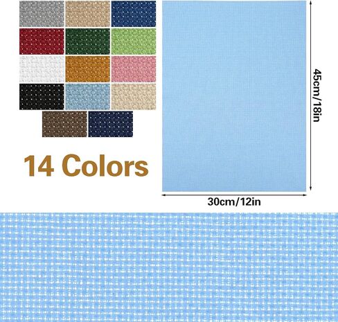 14 Pcs 12 × 18 Inches 14 Count Aida Cloth Cross Stitch Fabric Embroidery Fabric for DIY Handmade Art Craft Needlework Multicolor Pure Cotton Supplies in Kuwait