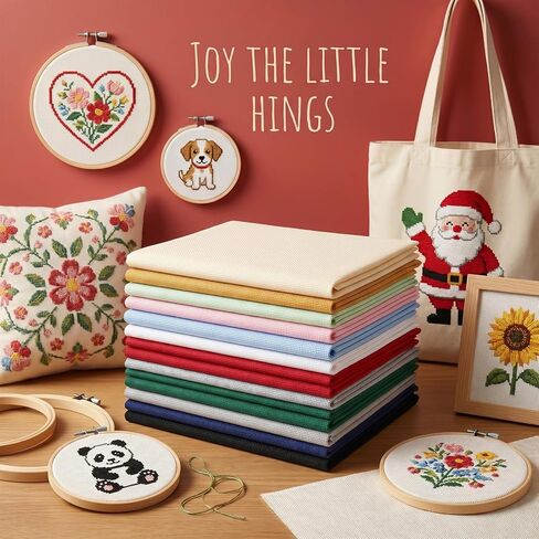 14 Pcs 12 × 18 Inches 14 Count Aida Cloth Cross Stitch Fabric Embroidery Fabric for DIY Handmade Art Craft Needlework Multicolor Pure Cotton Supplies in Kuwait
