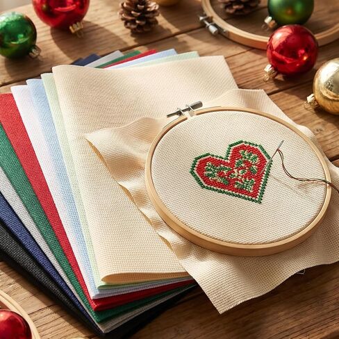 14 Pcs 12 × 18 Inches 14 Count Aida Cloth Cross Stitch Fabric Embroidery Fabric for DIY Handmade Art Craft Needlework Multicolor Pure Cotton Supplies in Kuwait