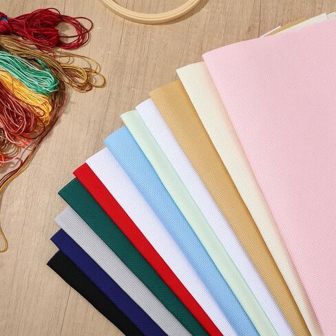 14 Pcs 12 × 18 Inches 14 Count Aida Cloth Cross Stitch Fabric Embroidery Fabric for DIY Handmade Art Craft Needlework Multicolor Pure Cotton Supplies in Kuwait