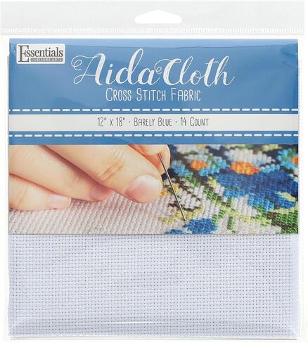 Essentials By Leisure Arts Aida Cloth, 14 Count, Barely Blue Cross Stitch Fabric, Embroidery Fabric, Cross Stitch Supplies for Crafting, Stitching, and Sewing Projects 12X18 in Kuwait