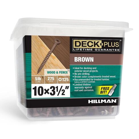 Deck Plus Wood Screws, Brown Exterior Screws, 3-1/2" x #10, 1lb in Kuwait
