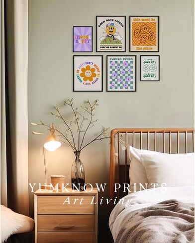 Cool Vintage Happy Smile Face Picture - It‘s a Good Day Aesthetic - Retro Smile Cute Poster - Postive Quotes Wall Art Print - Hippie Indie Room Decor - 60s 70s Groovy Choose Happy Flower Power Love in Kuwait