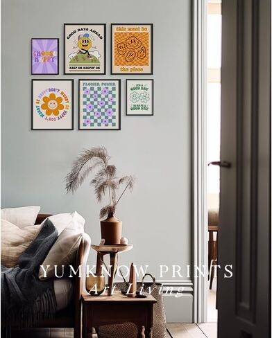 Cool Vintage Happy Smile Face Picture - It‘s a Good Day Aesthetic - Retro Smile Cute Poster - Postive Quotes Wall Art Print - Hippie Indie Room Decor - 60s 70s Groovy Choose Happy Flower Power Love in Kuwait