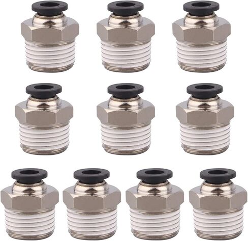 PC Push to Connect Tube Fitting, Male Straight - 1/4" Tube OD x 3/8" NPT Thread, Pack of 10 in Kuwait