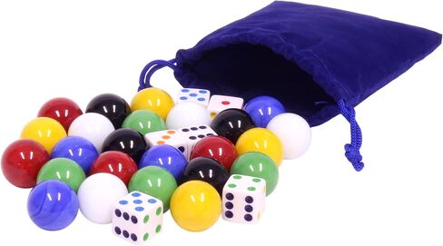 24 X-Large Glass Marbles (22mm) & 6 Dice in Kuwait