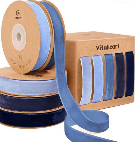 Vitalizart Brown Velvet Ribbon 5/8" x 25 Yd Christmas Set Plush Texture in Kuwait