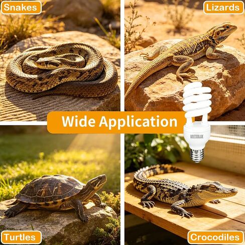 UVA UVB Reptile Light Bulb 26W 10.0, Compact Fluorescent Lamp, Desert Type UVB Lamp for Bearded Dragon, Lizard, Tortoise, Turtle, Terrarium Habitat Lighting, 2 Pack in Kuwait