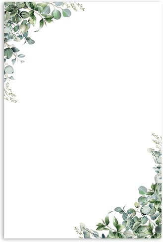 Debra Dale Designs "Eucalyptus Elegance" Watercolor Notecards - 50-Pack 4"x6" Unlined - 300 GSM Thick Cardstock - Made in USA in Kuwait