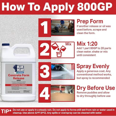 Blue Bear 800GP: Concrete Form and Mold Release Agent, High-Yield, 1 Gal in Kuwait