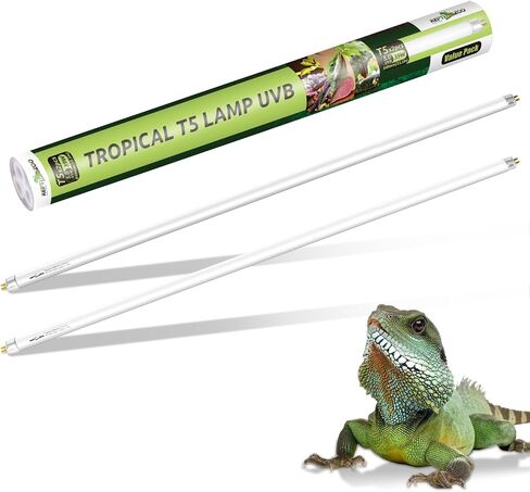REPTI ZOO 2 Pack 22" T5 5.0 UVB Reptile Light Bulb 24W, UVA UVB Fluorescent Lamp Tube for Turtles, Chameleon, Tortoises, Lizard in Kuwait