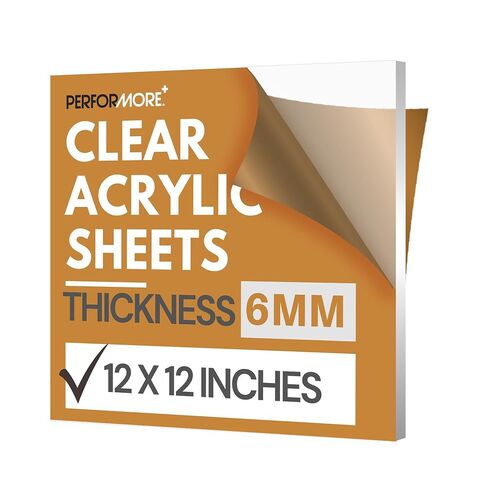 Clear Plexiglass Acrylic Sheet 12x12 Inches, 6mm (1/4 inch Thickness) Unbreakable and Lightweight Substitute for Glasses, Great Use for Sneeze Guard, Shield, Greenhouse, Poster Frames in Kuwait