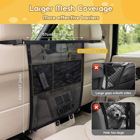 Dog Car Barrier, Dog Car Net Barrier with Mesh Storage Pocket in Kuwait