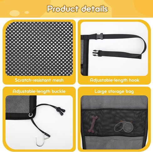 Dog Car Barrier, Dog Car Net Barrier with Mesh Storage Pocket in Kuwait