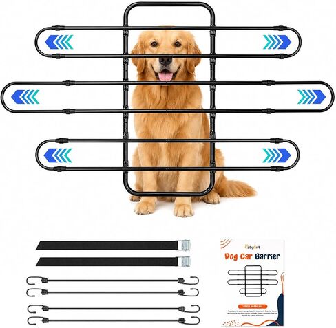 Dog Car Barrier for SUVs, Heavy Duty Pet Barrier Follow Seat Movement in Kuwait