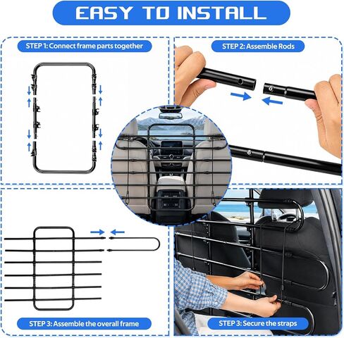 Dog Car Barrier for SUVs, Heavy Duty Pet Barrier Follow Seat Movement in Kuwait