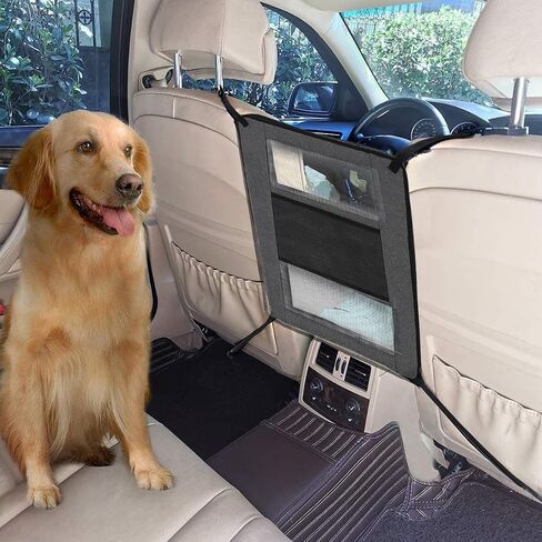 Dog Car Barrier,Backseat Pet Barrier for Cars, SUVs & Trucks, Breathable Mesh Dog Seat Divider with Adjustable Straps and Metal Hooks, Gray in Saudi Arabia