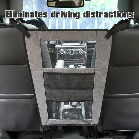 Dog Car Barrier,Backseat Pet Barrier for Cars, SUVs & Trucks, Breathable Mesh Dog Seat Divider with Adjustable Straps and Metal Hooks, Gray in Saudi Arabia
