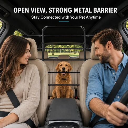 Dog Car Barrier, Adjustable Pet Gate for SUV Truck with Seat-Following Design in Kuwait