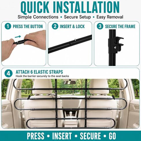 Dog Car Barrier, Adjustable Pet Gate for SUV Truck with Seat-Following Design in Kuwait