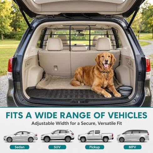Dog Car Barrier, Adjustable Pet Gate for SUV Truck with Seat-Following Design in Kuwait